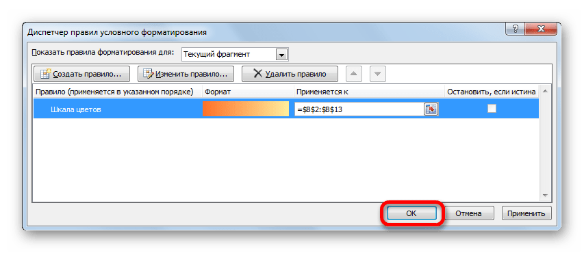 Обработка правил в Microsoft Excel