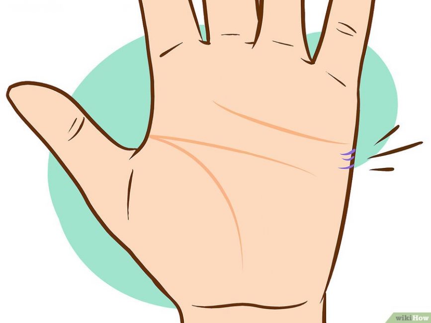 Полосы противостояния располагаются по горизонтали на внутренней стороне ладони, найти их можно между линиями сердца и ума. Рука