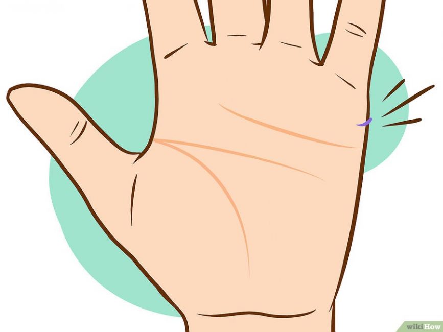 Рисунок, отвечающий за интуицию, находятся уже на внешней стороне ладони возле запястья ниже мизинца. Рука