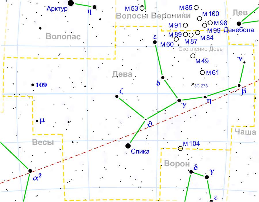 Карта созвездия Девы