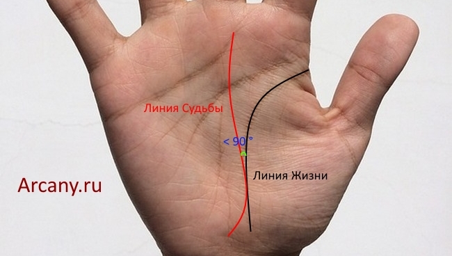 Значение пересечения линии жизни и линии судьбы в хиромантии