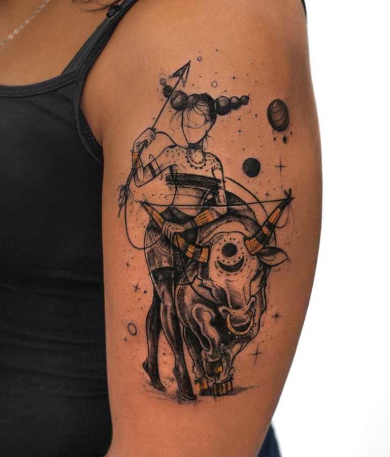 Тату знак зодиака Телец